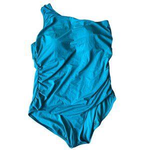 Time and Tru One Piece Bathing Suit Womens 3X NWT Blue teal One Shoulder